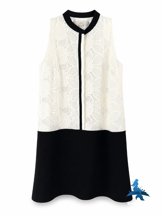 LOFT Tops - 1313 LOFT Sleeveless Lace Panel Blouse – SP – Black White (Ivory)